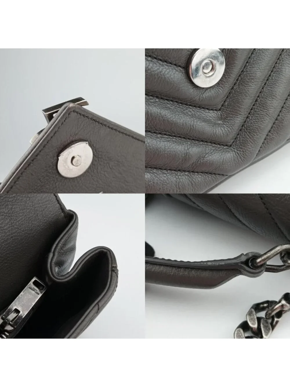 Saint Laurent Carre Gray Leather Shoulder Bag